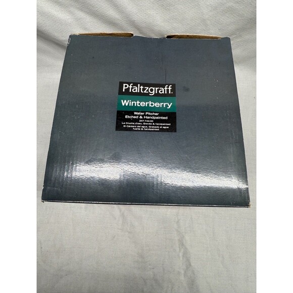 Pfaltzgraff Winterberry Pitcher red & clear etched glass holly holiday 8.75” - Picture 10 of 16